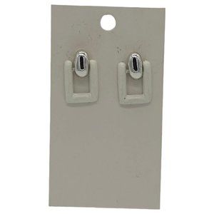 Vintage White Silver Tone Door Knocker Earrings Art Deco Moveable Drop M1